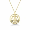 Çember Terazi Burcu Gümüş Kolye - Altın