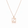 Çerçeveli Harf Gümüş Kolye - Rose