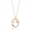 Işıltılı Manolya Çiçeği O Harfi Gümüş Harfli Kolye - Rose