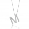 Işıltılı Prizma M Harfi Gümüş Kolye - Gümüş