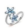 Mikro Taşlı Mavi Kardelen Çiçeği Gümüş Yüzük - Gümüş