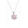 Pembe Taşlı Sevgi Çiçeği Gümüş Kolye - Gümüş