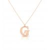 Tasarım İç İçe Harf Gümüş Kolye - Rose