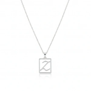 Çerçeveli Harf Gümüş Kolye - Gümüş