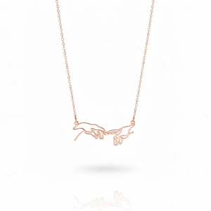 Buluşan Eller Gümüş Kolye - Rose