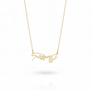 Buluşan Eller Gümüş Kolye - Altın