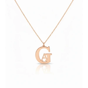 Tasarım İç İçe Harf Gümüş Kolye - Gümüş