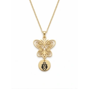 Füsun Model Nostaljik Gümüş Kolye - Altın