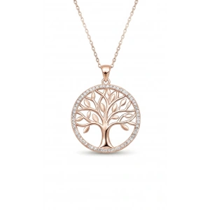 Hayat Ağacı Gümüş Kolye - Rose