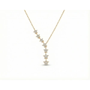 925 Ayar Gümüş Yıldızlar Kolye - Altın