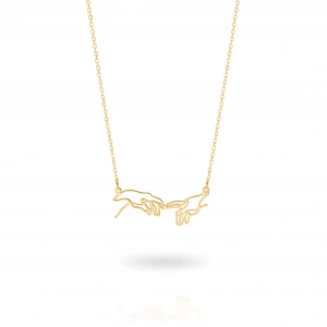 Buluşan Eller Gümüş Kolye - Altın