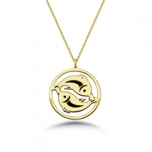 Çember Balık Burcu Gümüş Kolye - Altın