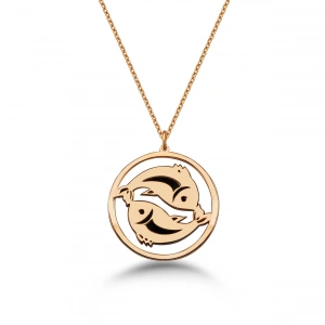 Çember Balık Burcu Gümüş Kolye - Rose