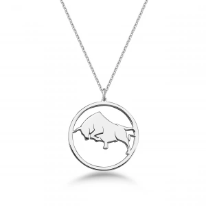 Çember Boğa Burcu Gümüş Kolye - Gümüş