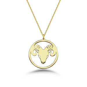 Çember Koç Burcu Gümüş Kolye - Altın