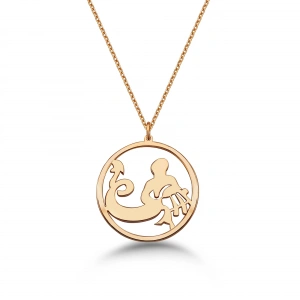 Çember Kova Burcu Gümüş Kolye