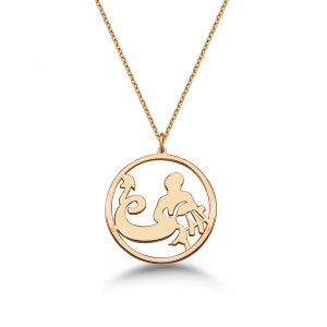 Çember Kova Burcu Gümüş Kolye