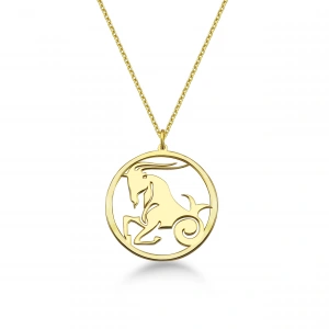 Çember Oğlak Burcu Gümüş Kolye - Altın