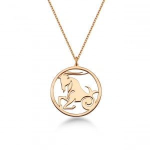 Çember Oğlak Burcu Gümüş Kolye - Rose
