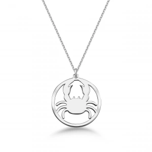 Çember Yengeç Burcu Gümüş Kolye - Gümüş