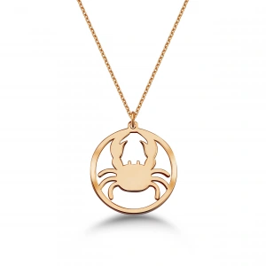 Çember Yengeç Burcu Gümüş Kolye - Rose