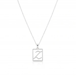 Çerçeveli Harf Gümüş Kolye - Gümüş