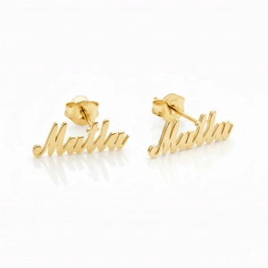 Çivili İsim Küpe - Altın