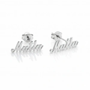 Çivili İsim Küpe - Gümüş