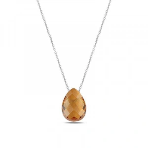 Damla Zultanit Taşlı Gümüş Kolye - Gümüş