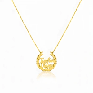 Defne Yapraklı Gümüş Kolye - Altın