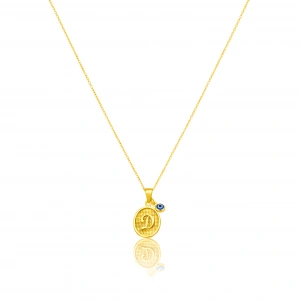 Desenli Oval Gümüş Harf Kolye - Altın