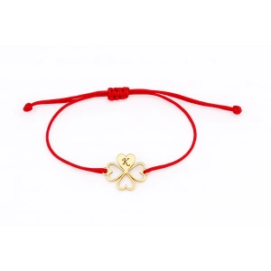 İçi boş Kalpli Yonca Gümüş Bileklik - Altın