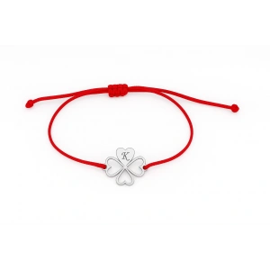 İçi boş Kalpli Yonca Gümüş Bileklik - Gümüş