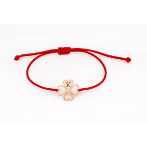 İçi boş Kalpli Yonca Gümüş Bileklik - Rose