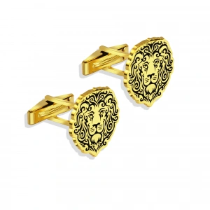 İhtişamlı Aslan Gümüş Kol Düğmeleri