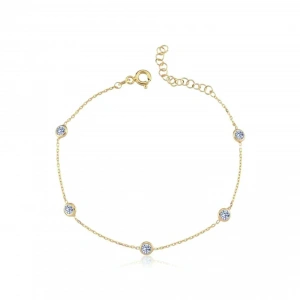 Işıltılı Tutkular Tekli Rose Renk Gümüş Bileklik - Altın