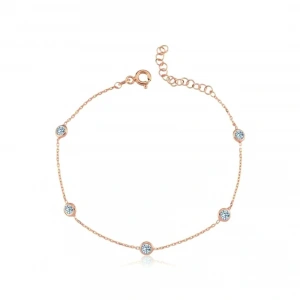 Işıltılı Tutkular Tekli Rose Renk Gümüş Bileklik - Rose