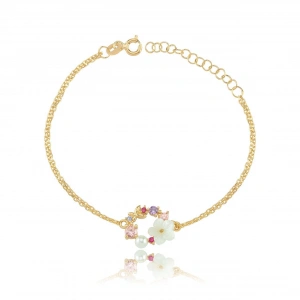 İtalyan TaAltınm Soft Çiçekler Flowers Gümüş Bileklik - Altın