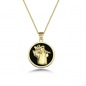 Kafkas Çerkes Dansı Gümüş Kolye - Altın