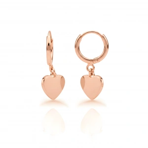 Kalp Gümüş Küpe - Rose