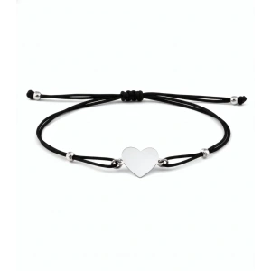 Kalp İpli Gümüş Bileklik - Gümüş