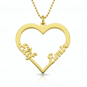 Kalp İsimli Gümüş Kolye - Altın
