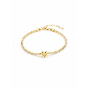 Kalp Suyolu Taşlı Gümüş Bileklik - Altın