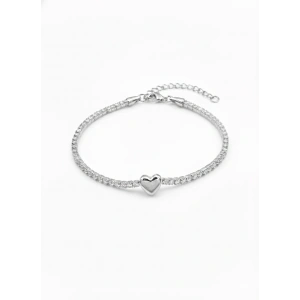 Kalp Suyolu Taşlı Gümüş Bileklik - Gümüş