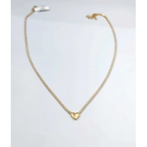 Kalp Suyolu Taşlı Gümüş Kolye - Altın