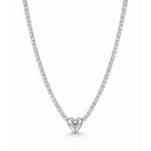 Kalp Suyolu Taşlı Gümüş Kolye - Gümüş