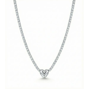 Kalp Suyolu Taşlı Gümüş Kolye - Gümüş