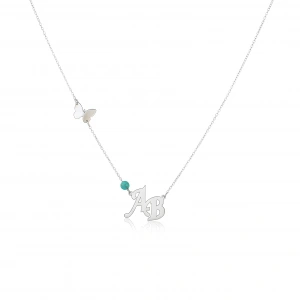 Kelebekli Çapraz Harf Kolye-Gümüş