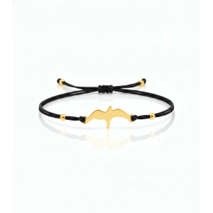 Martı İpli Gümüş Bileklik - Altın