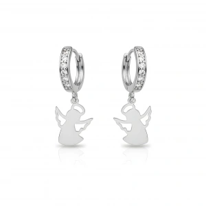 Melek Küpe Taşlı Sallantılı - Gümüş